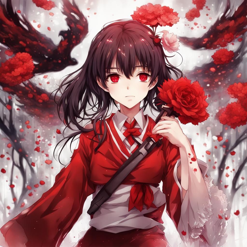 Anime-Style Red Heart: Japanese Manga Art