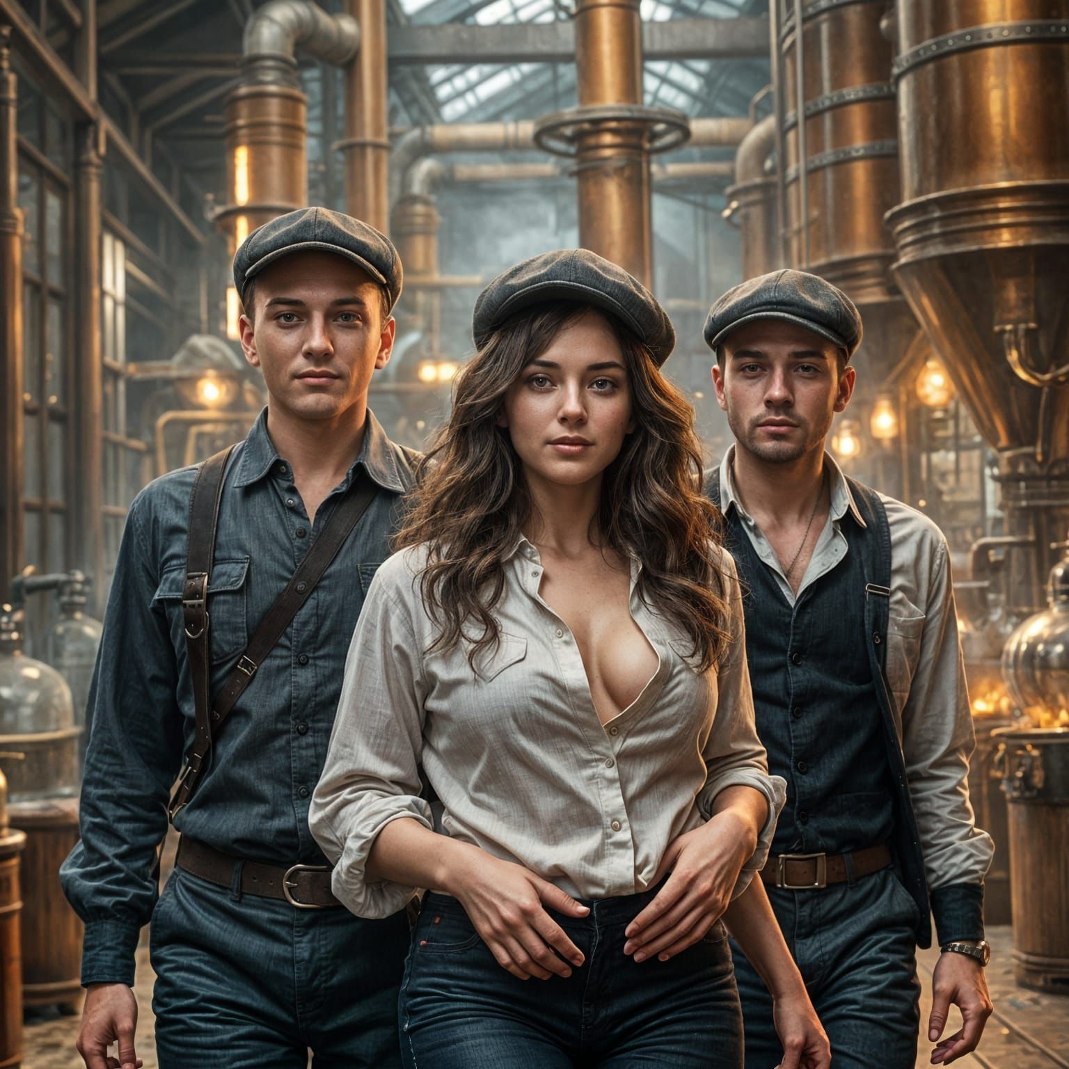 Young Men and Women in Peakys Blinders Style, Flat Cap, and....