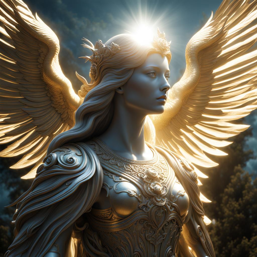 Gaia as Retrofuturistic Goddess in Majolica Style