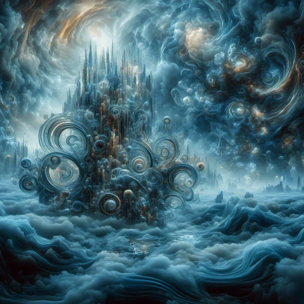 Ethereal Viking Warrior in Crystalline Fractal Art