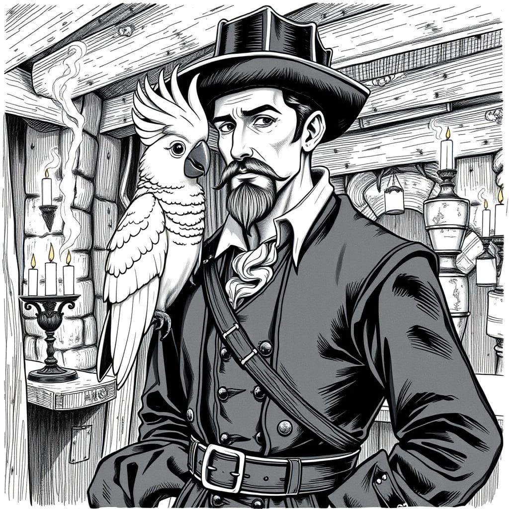 Dashing Gentleman with Sulphur-Crested Cockatoo in 17th-Cent...