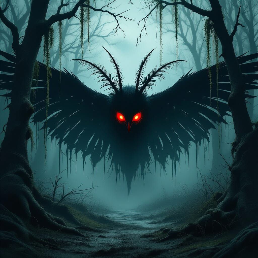 Mothman in Decayed Willow Forest