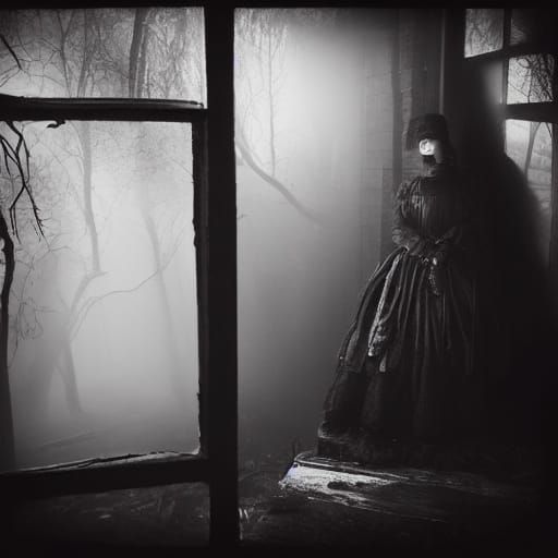 Gothic Goth Model Sculpture in Red Neon Light