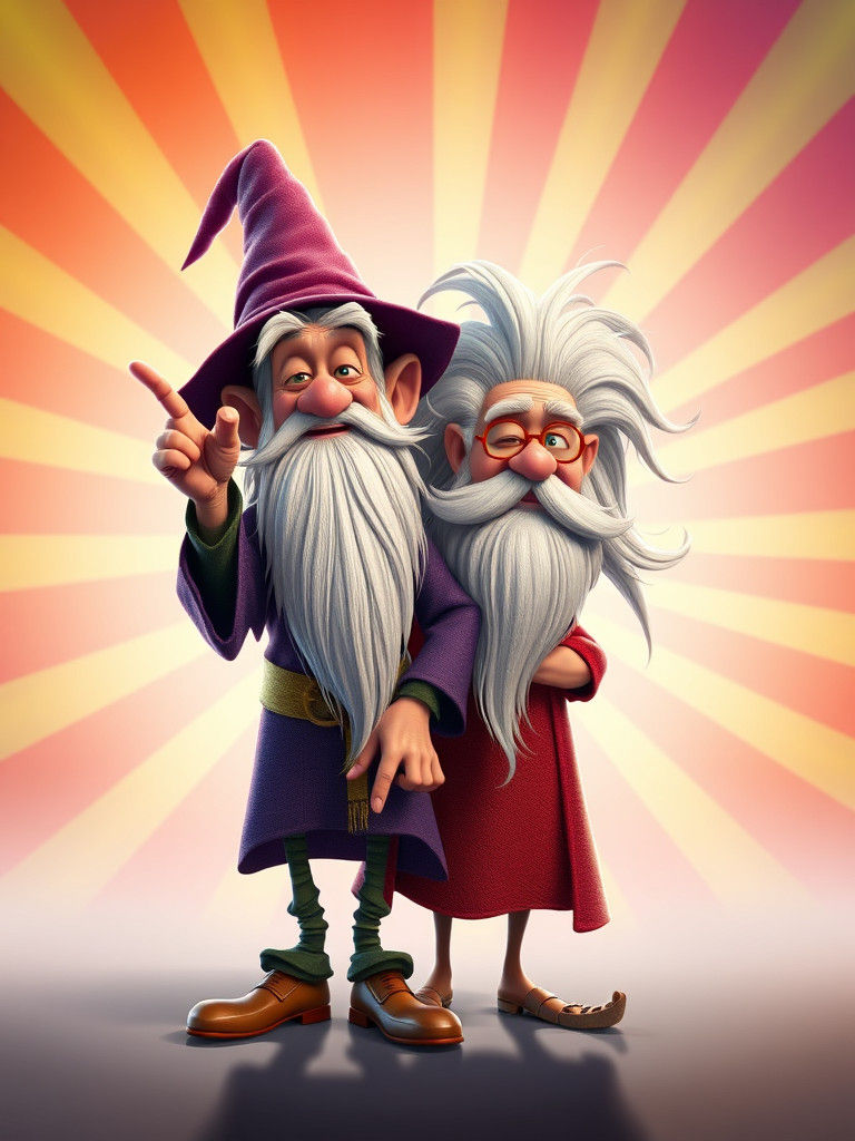 Rincewind and Companion: 3D Cartoon in Pixar Style