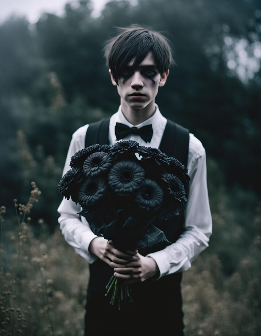 Emo Lad Bearing Flowers