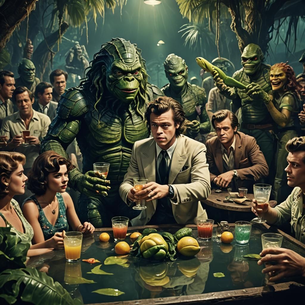 Harry Styles and Creature in Mob Setting