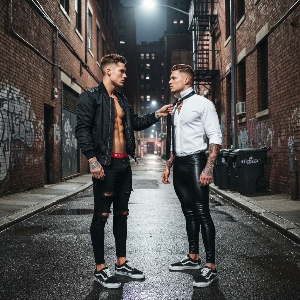 Neon Reflections in Manhattan Alley at Night