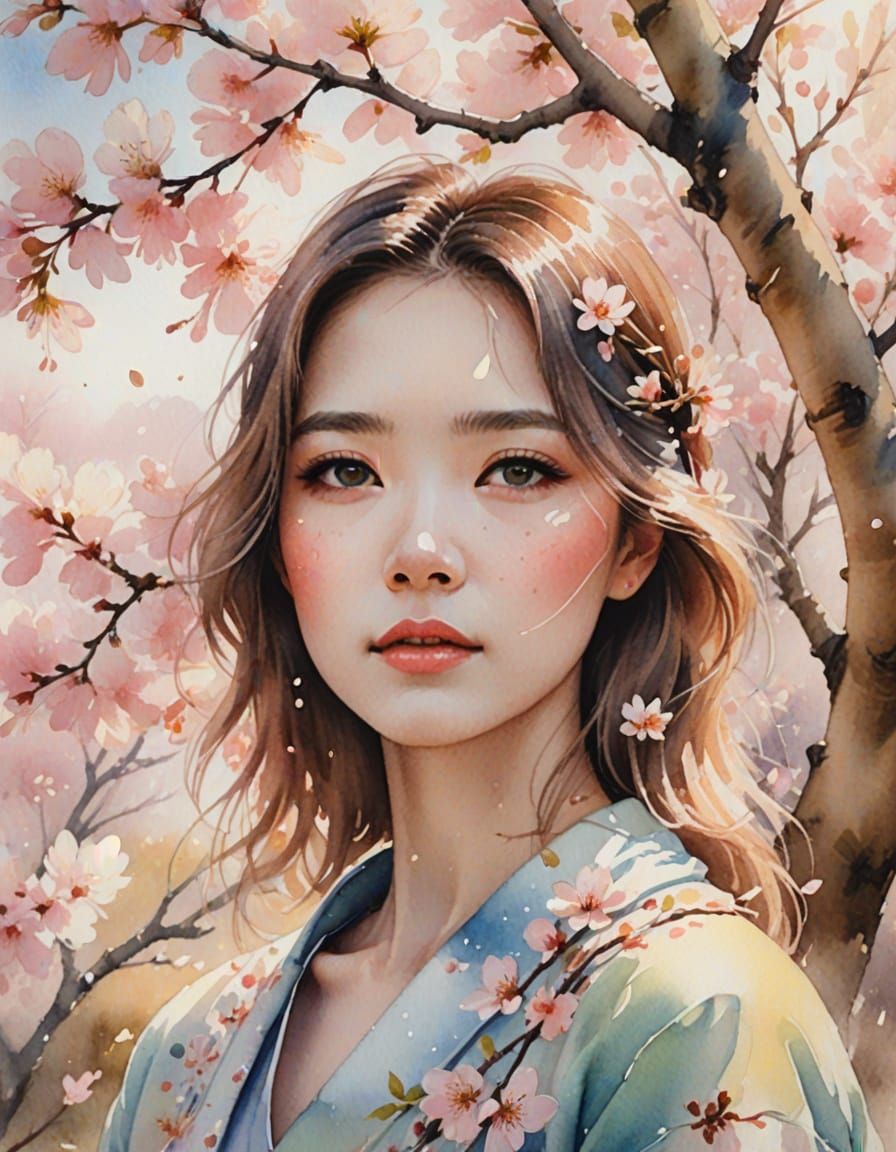 A watercolour painting in the art style of Misulbu, muted co...