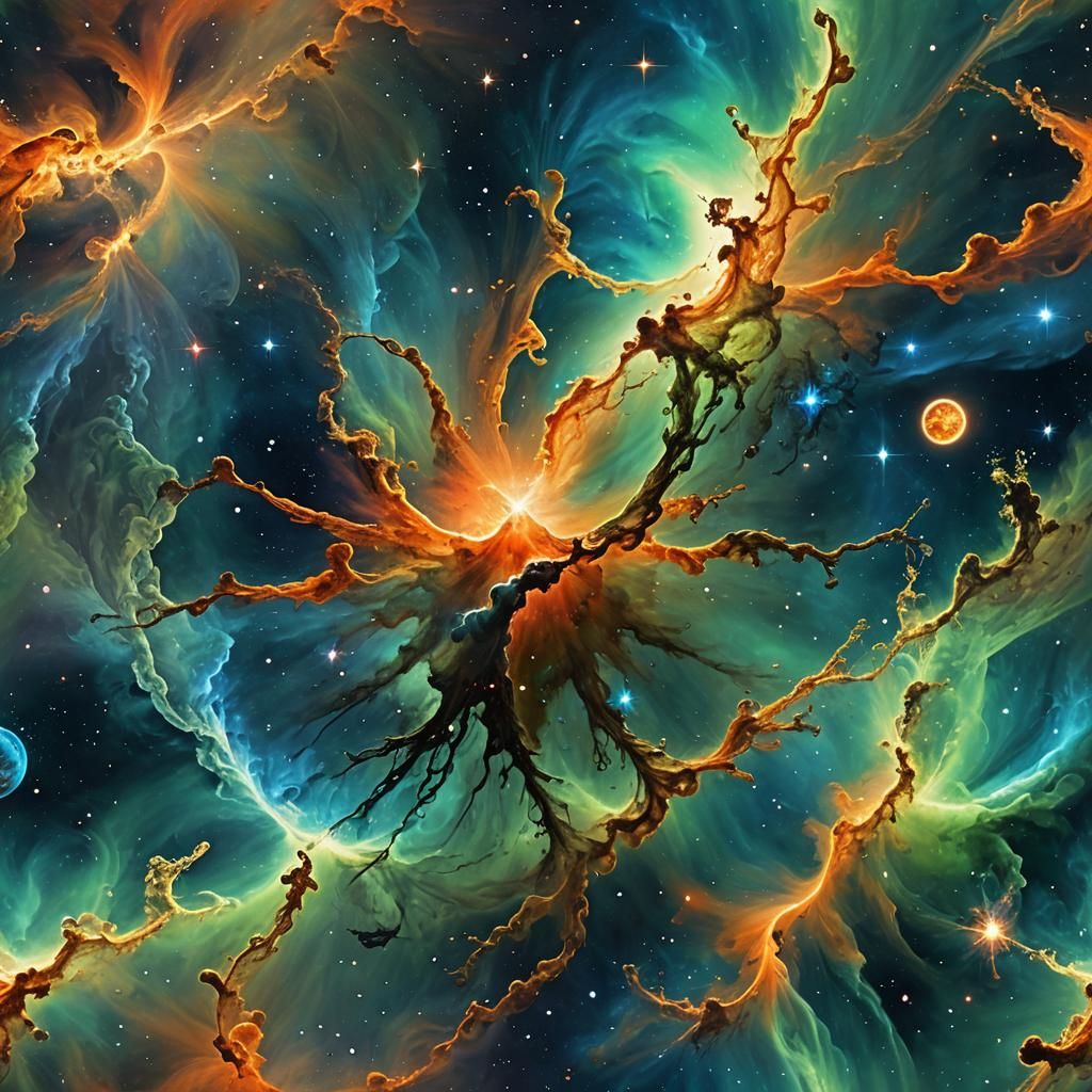 Cosmic Ballet: Radiant Nebula in Digital Art