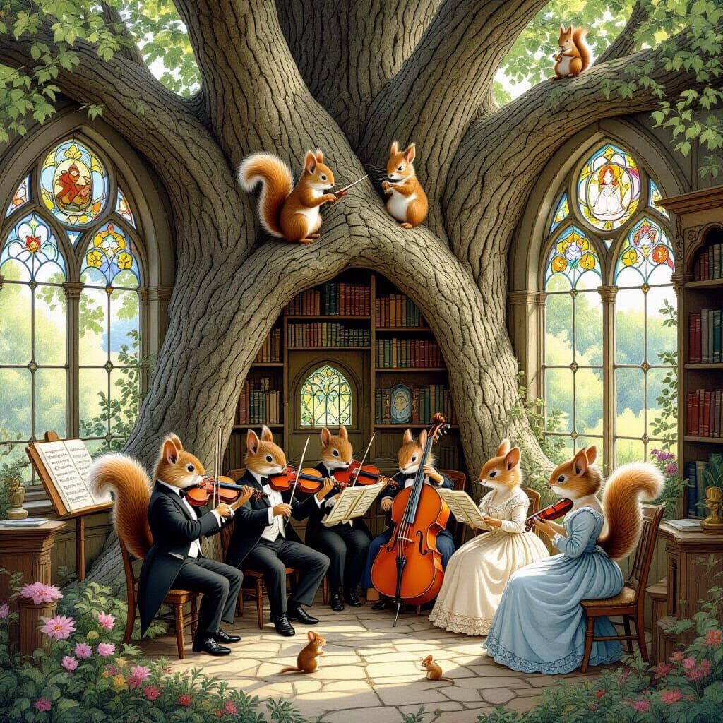 Woodland Music Shop inside Oak Tree, Art Nouveau Style