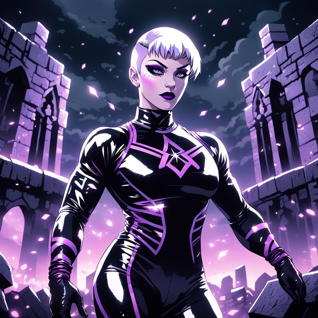 Anime Wrestler at Graveyard in Cel-Shaded Style