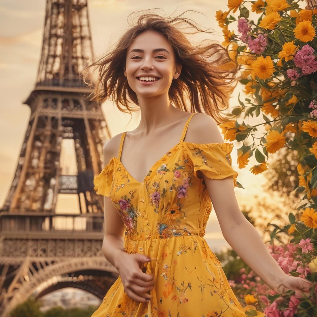 Eiffel Tower Portrait in Impressionist Style