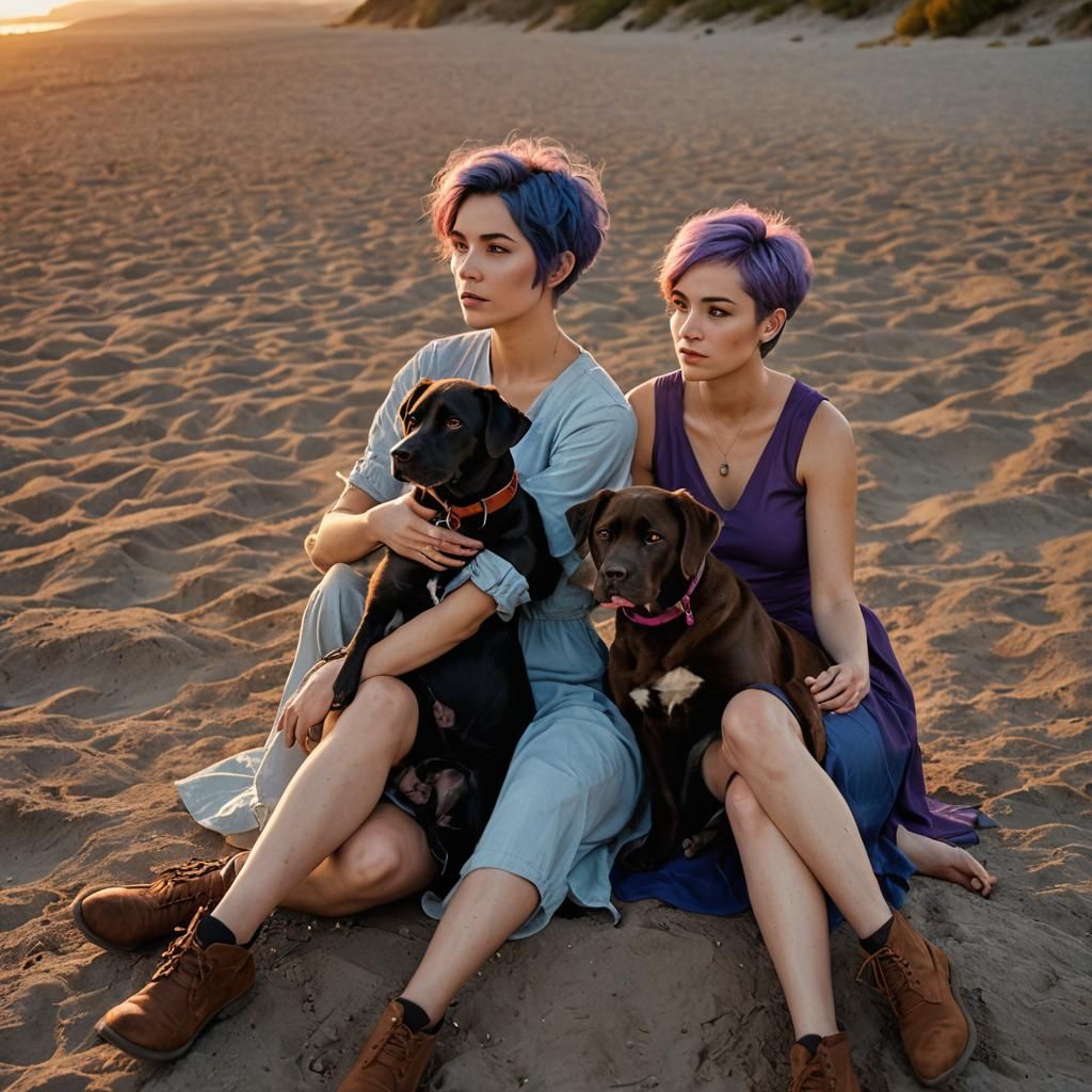 Girls Watching Sunset Portrait in Professional Photography S...