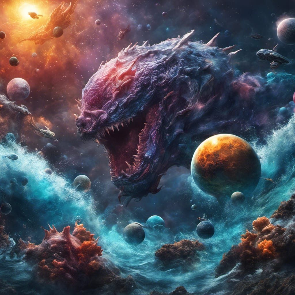 Hyperrealistic Ocean Monsters in Space