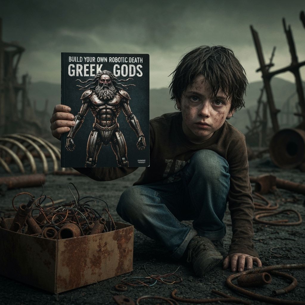 Robotic Zeus Instruction Booklet in Dystopian Wasteland