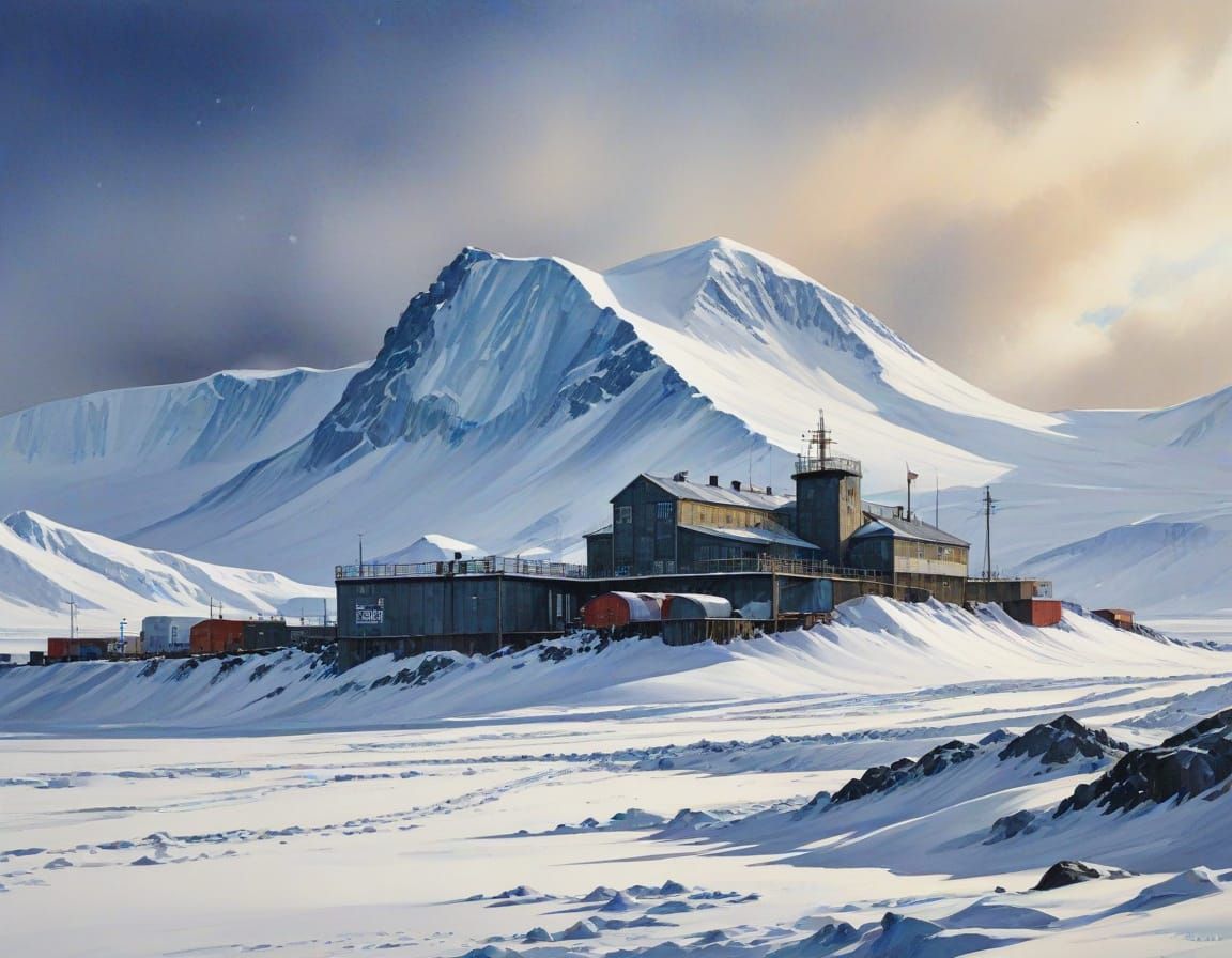 Frosted Antarctic Landscape at McMurdo Station