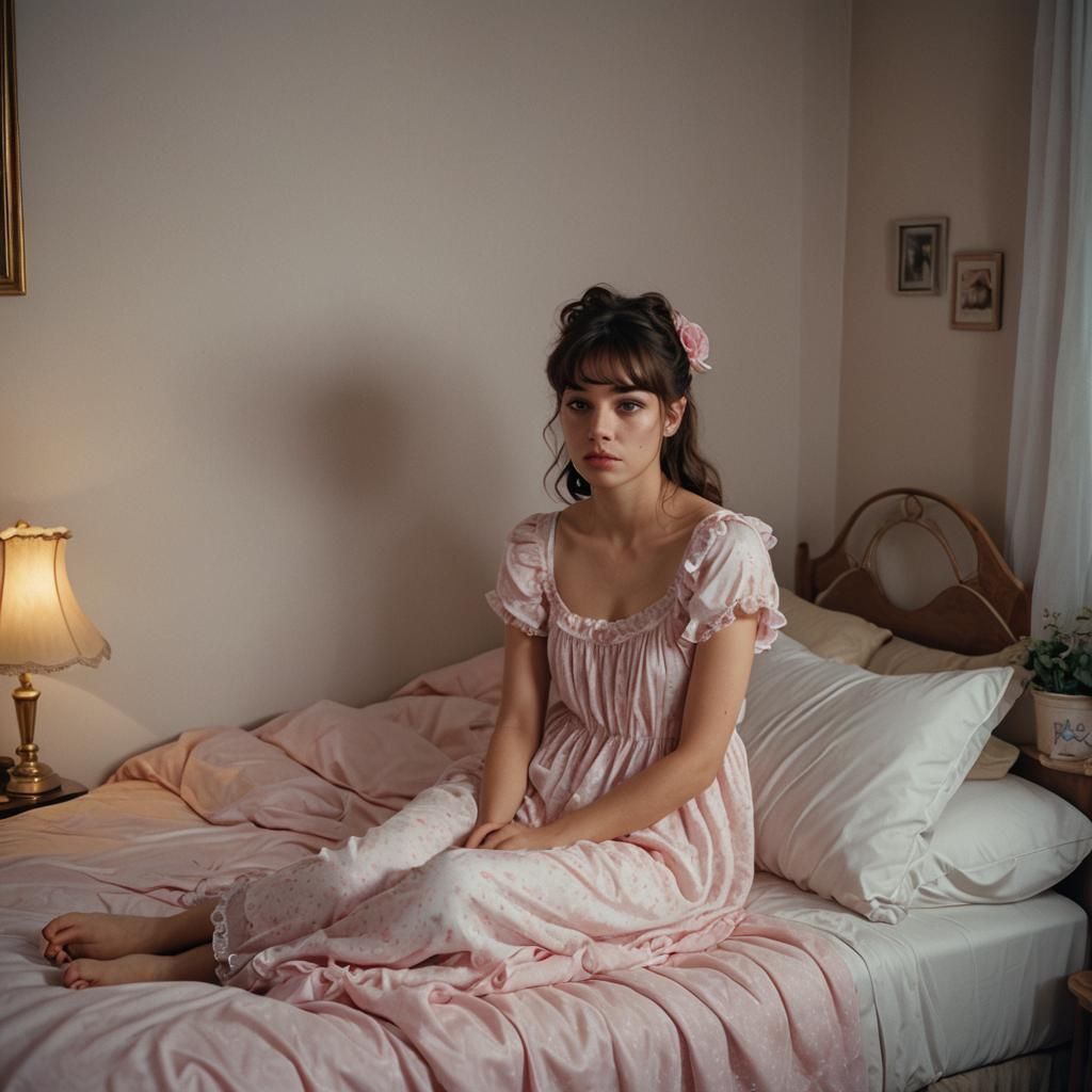 Cinematic Image of Sleeping Cross-dressed Young Man