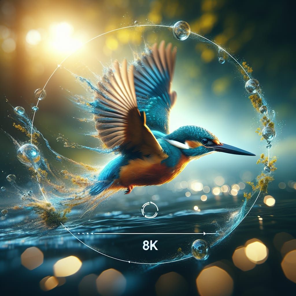 Kingfisher in Flight: Photorealistic Concept Art