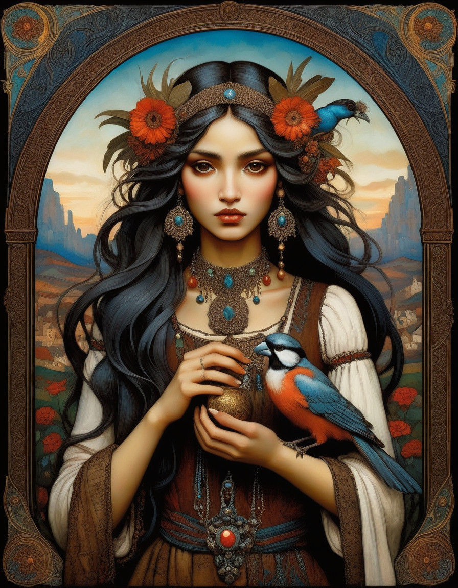 Enchanting Gypsy Maiden in Mystical Attire