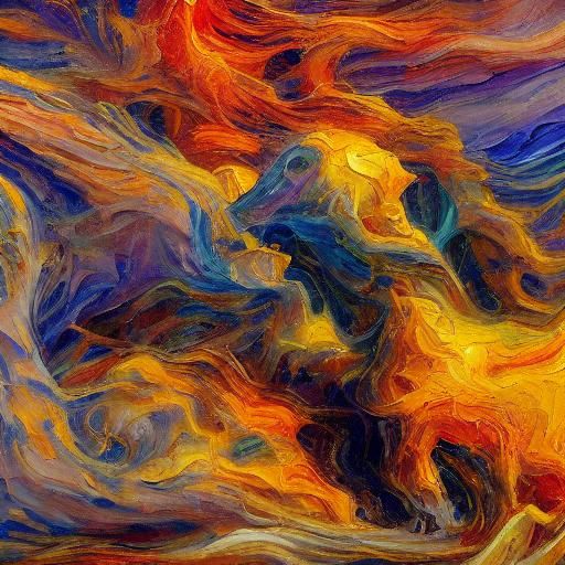 Earth's Fiery Destruction: An Impasto Oil Painting