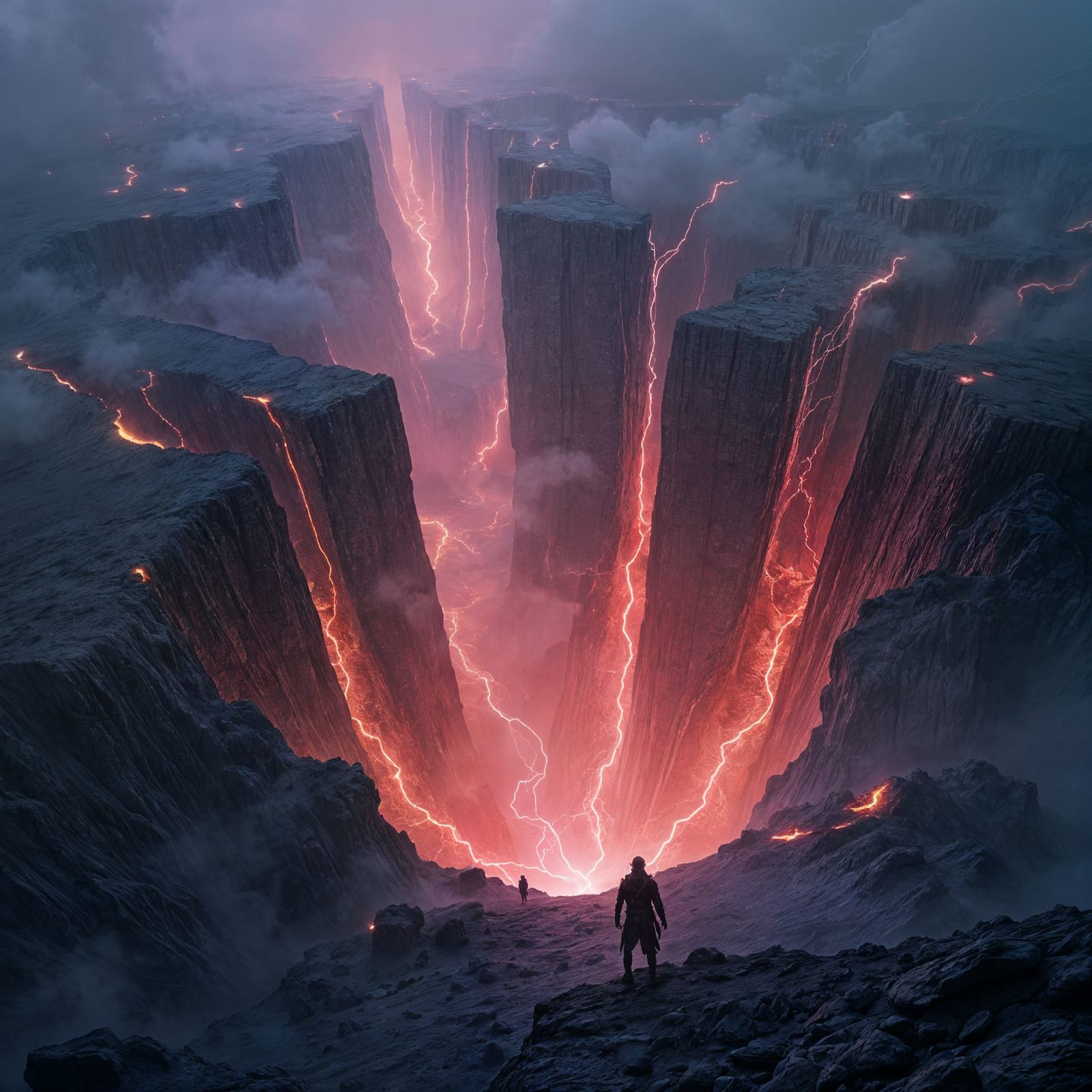 Ebon Rifts: A Dramatic, Chaotic Landscape View