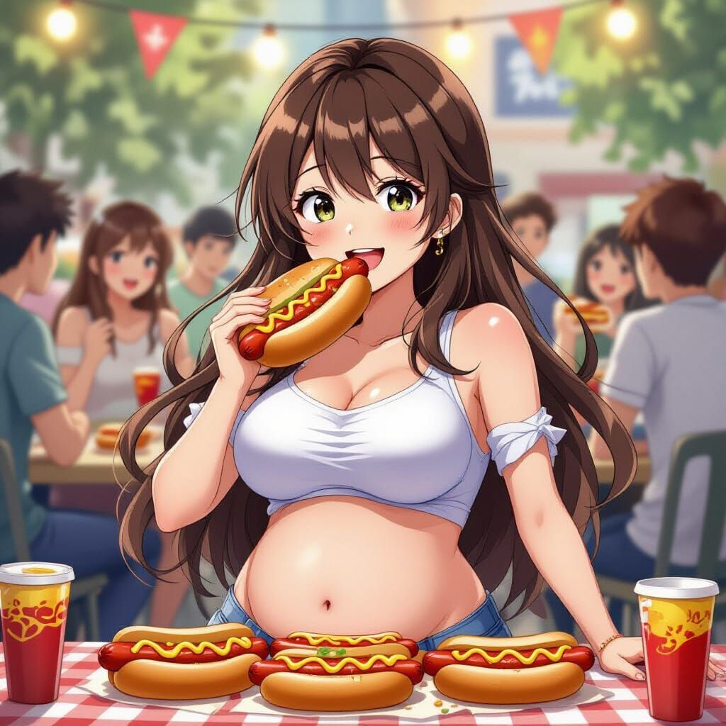 Anime Woman Wins Hotdog Eating Contest in Studio Trigger Sty...