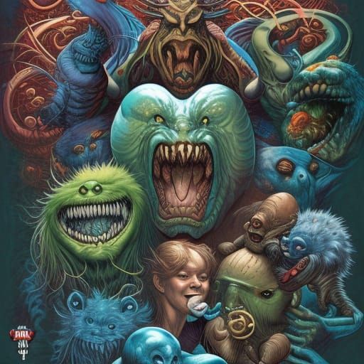 Friendly Monsters in Comic Book Style Art