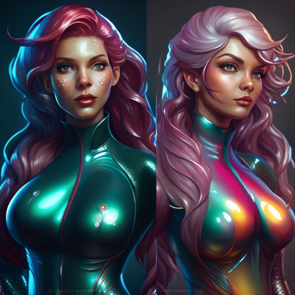 Latex Catsuit Mermaid Portrait in 8K