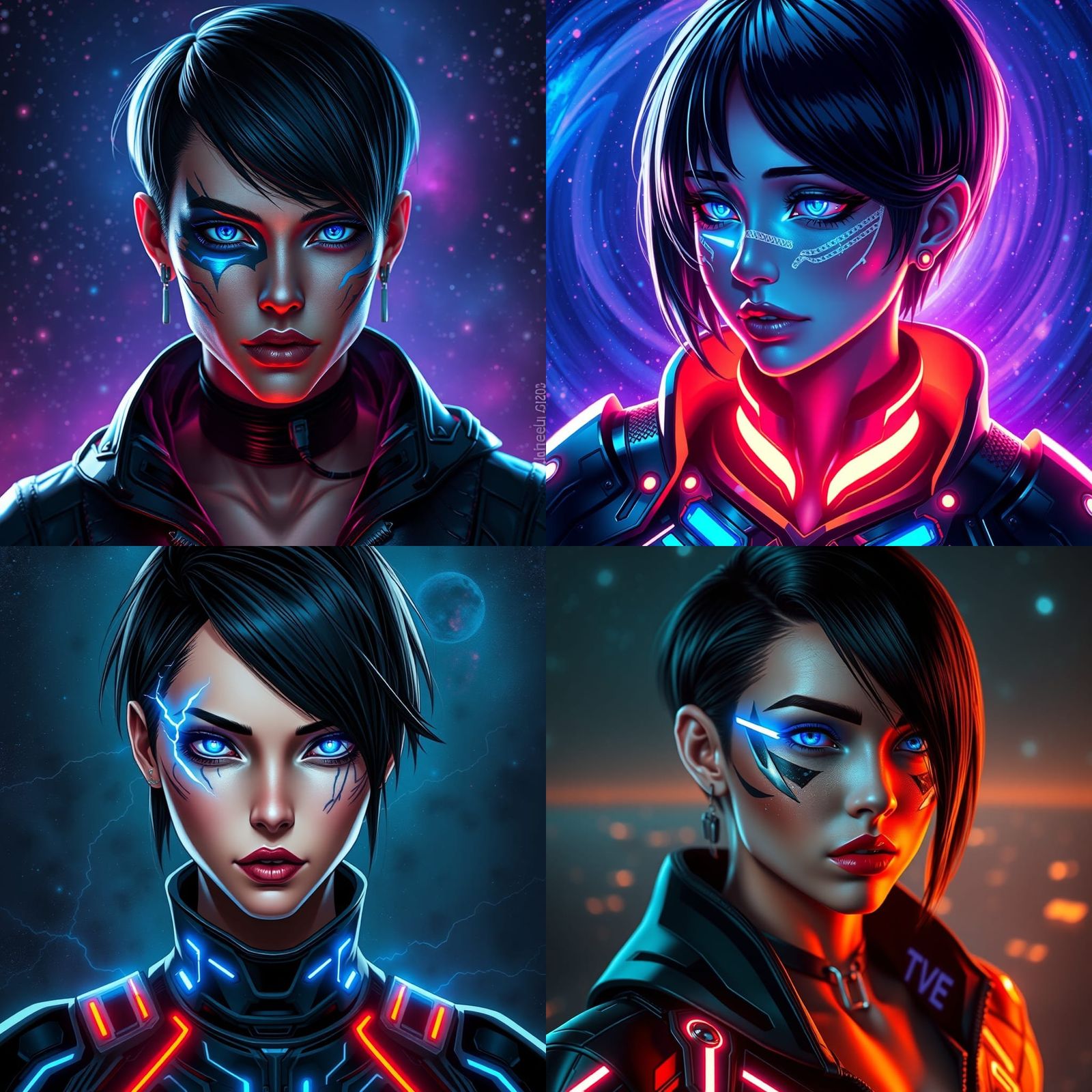 Striking Cyberpunk Character with Neon Lights