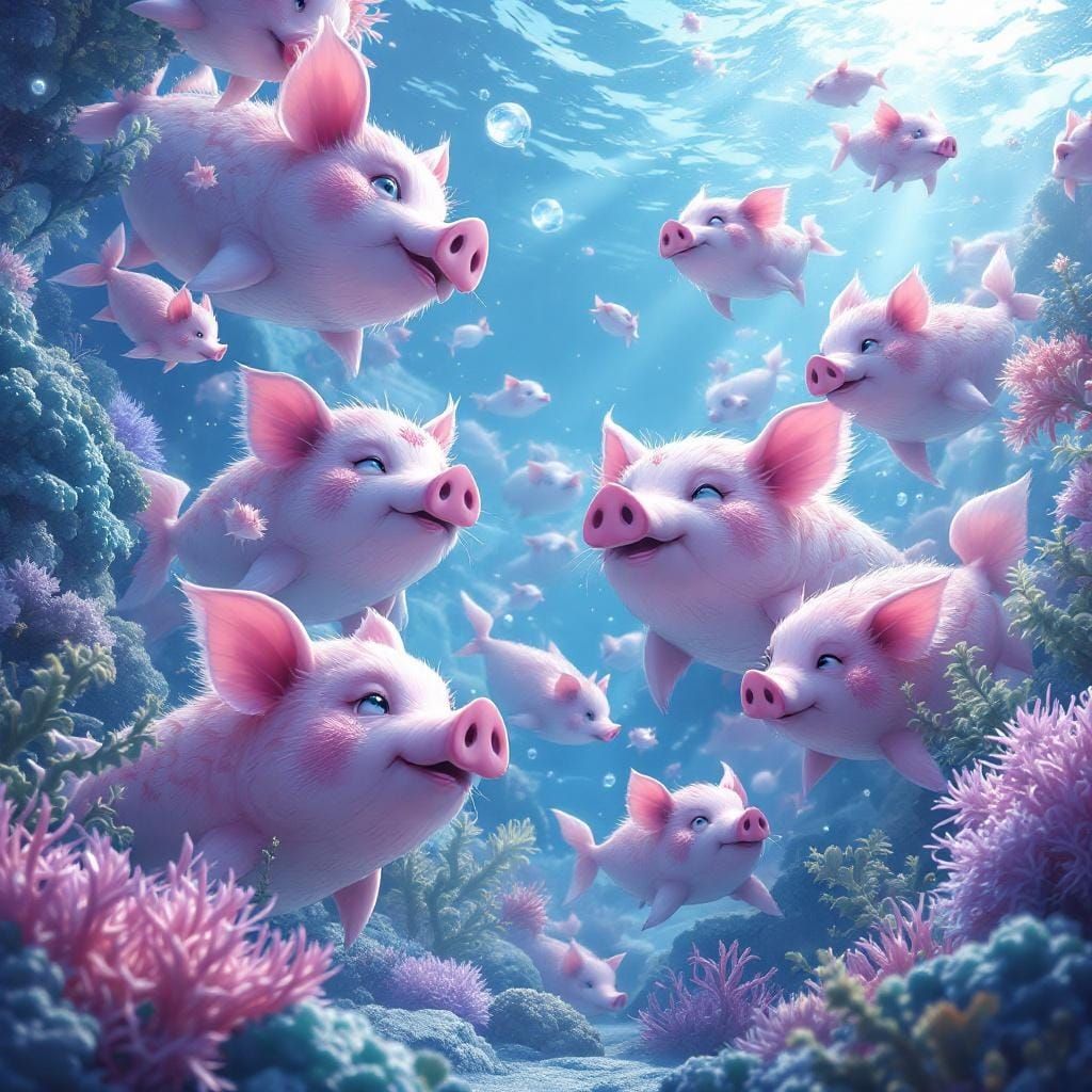 Sea Pig Planet: Vibrant 3D Anime Underwater World