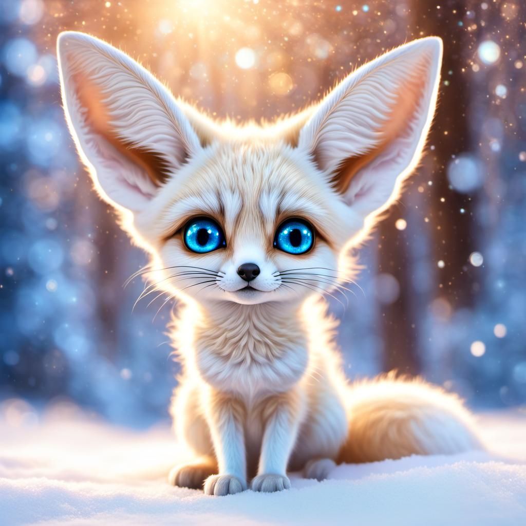 Upset Fennec Fox in Winter Wonderland