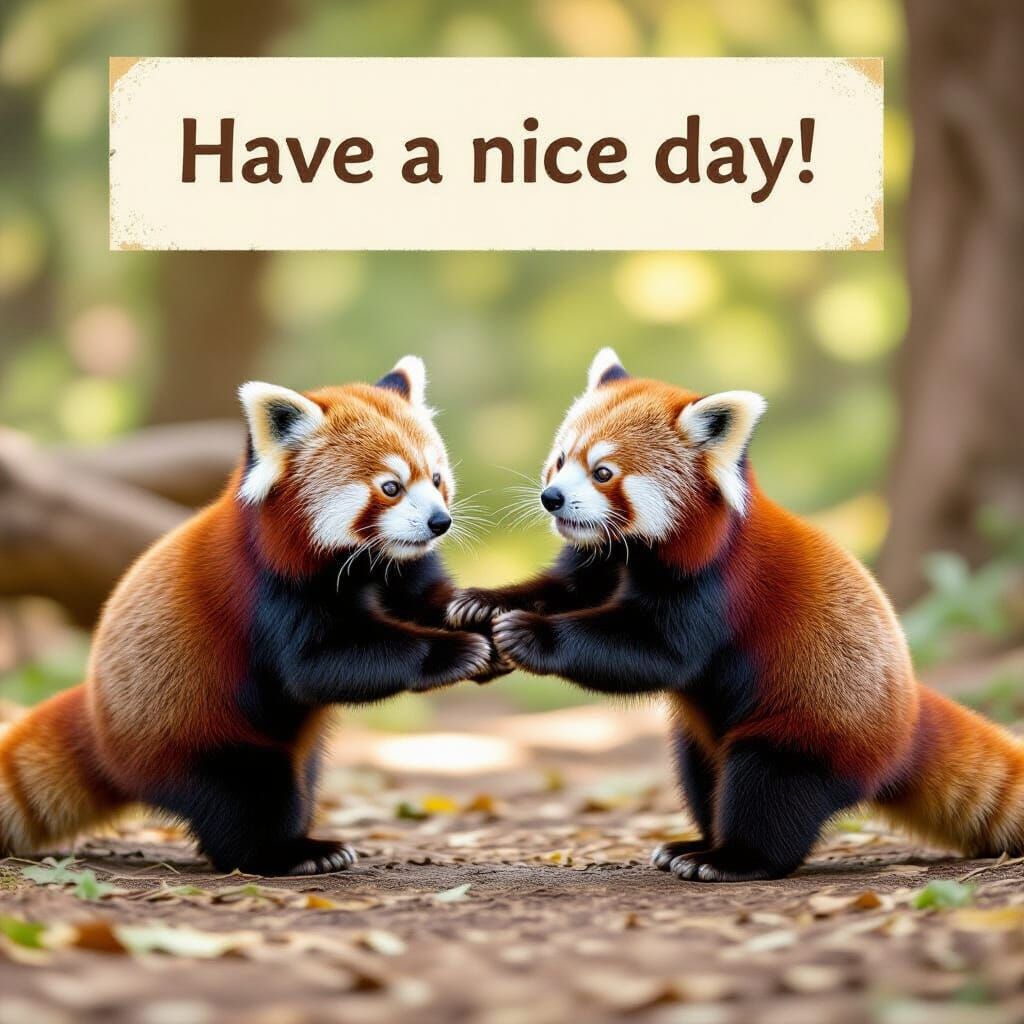 Red Pandas Play in Safe Habitat, Professional Photography