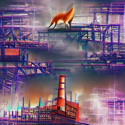 Industrial Metal Fox Digital Sculpture
