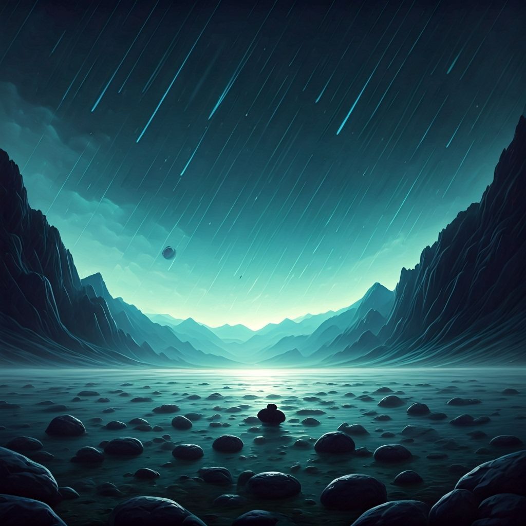 Mystical Rain Planet in Ethereal Digital Painting Style