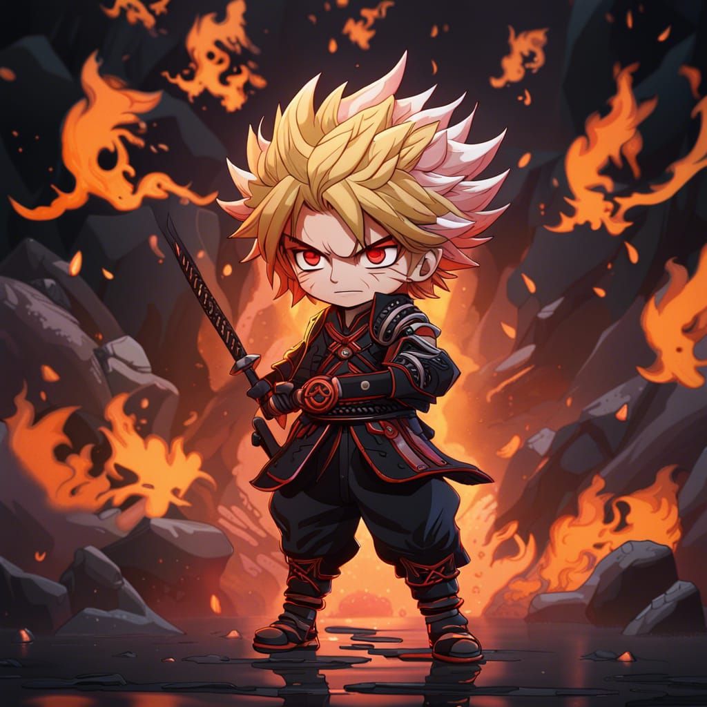 Rengoku Chibi in Detailed Matte Painting Style