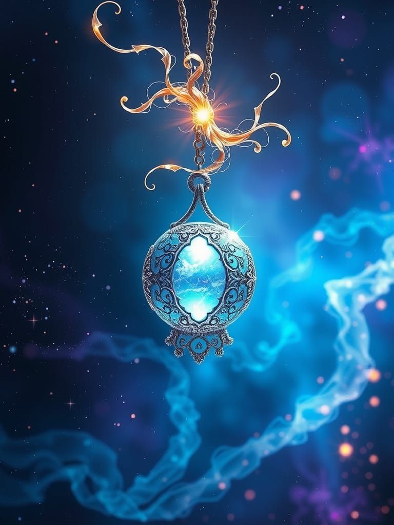 Surreal Cosmic Amulet Suspended in Nebula