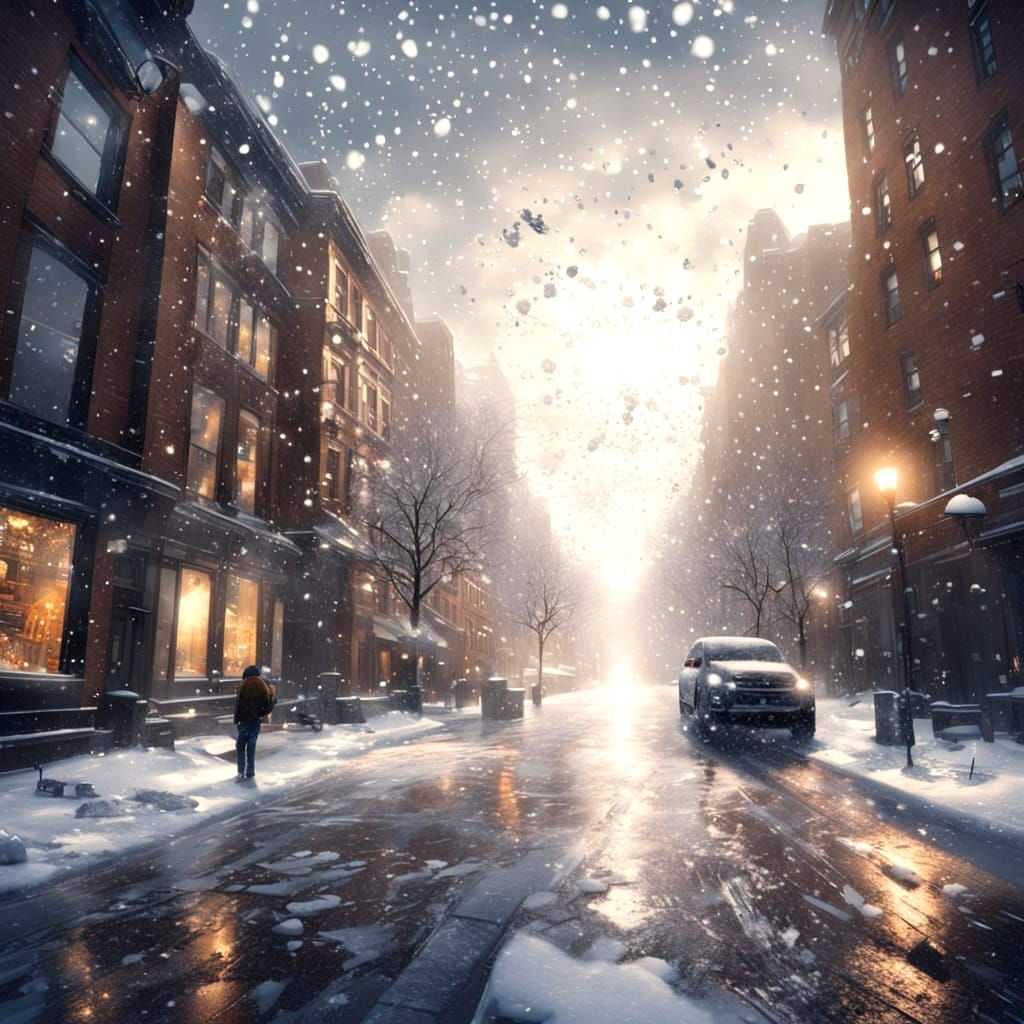 Giant Snowflakes Blanketing City Streets