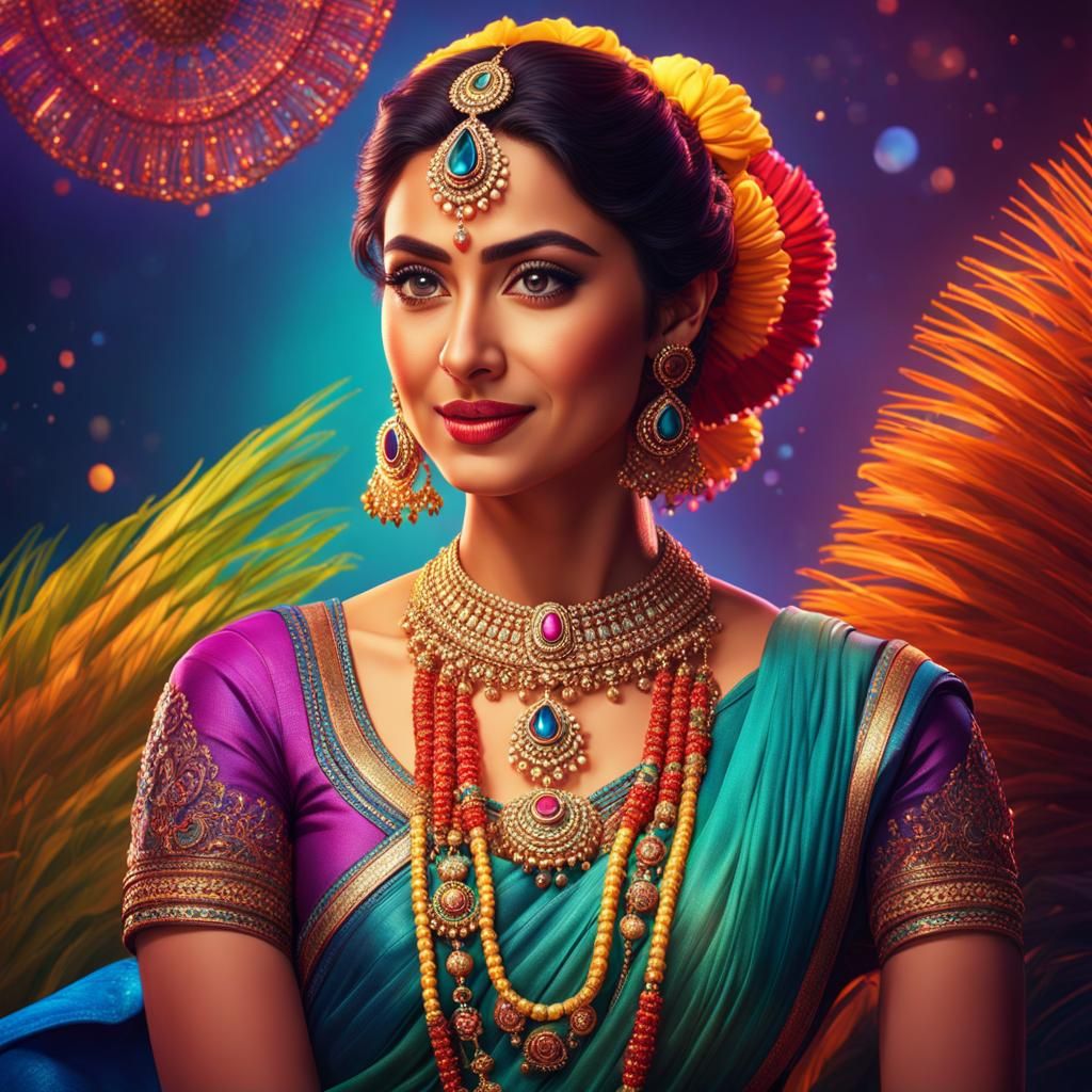 Bollywood Star in Hyperrealistic 3D Digital Art