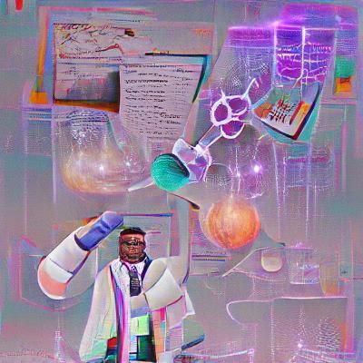 Scientist Working in Laboratory with Blue Lighting