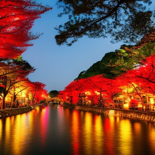 Japanese Landscape with Bokeh and Natural Lighting