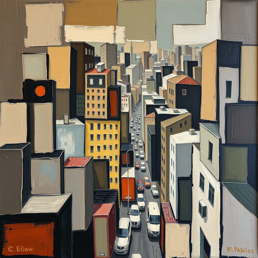 Cubist Cityscape in the Style of Picasso