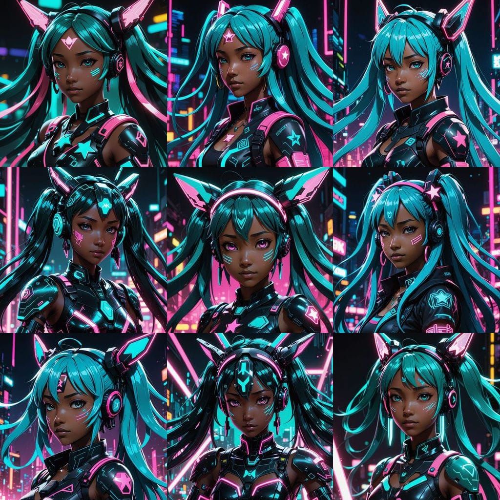 Cyberpunk Hatsune Miku in Vibrant Final Fantasy Attire
