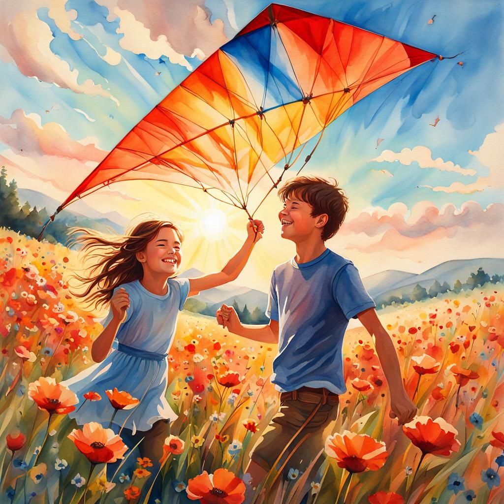 'Having Fun Flying A Kite'