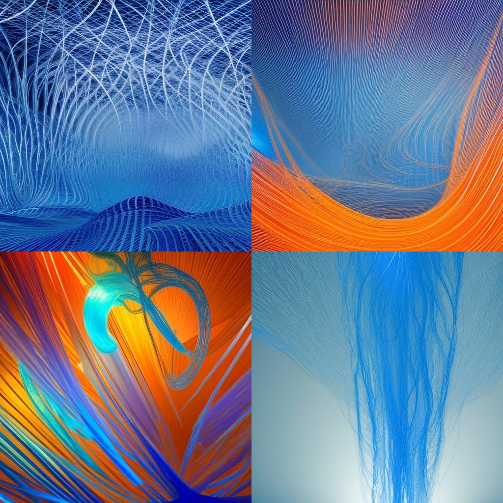 Abstract Light and Thread Installation in Blue Room