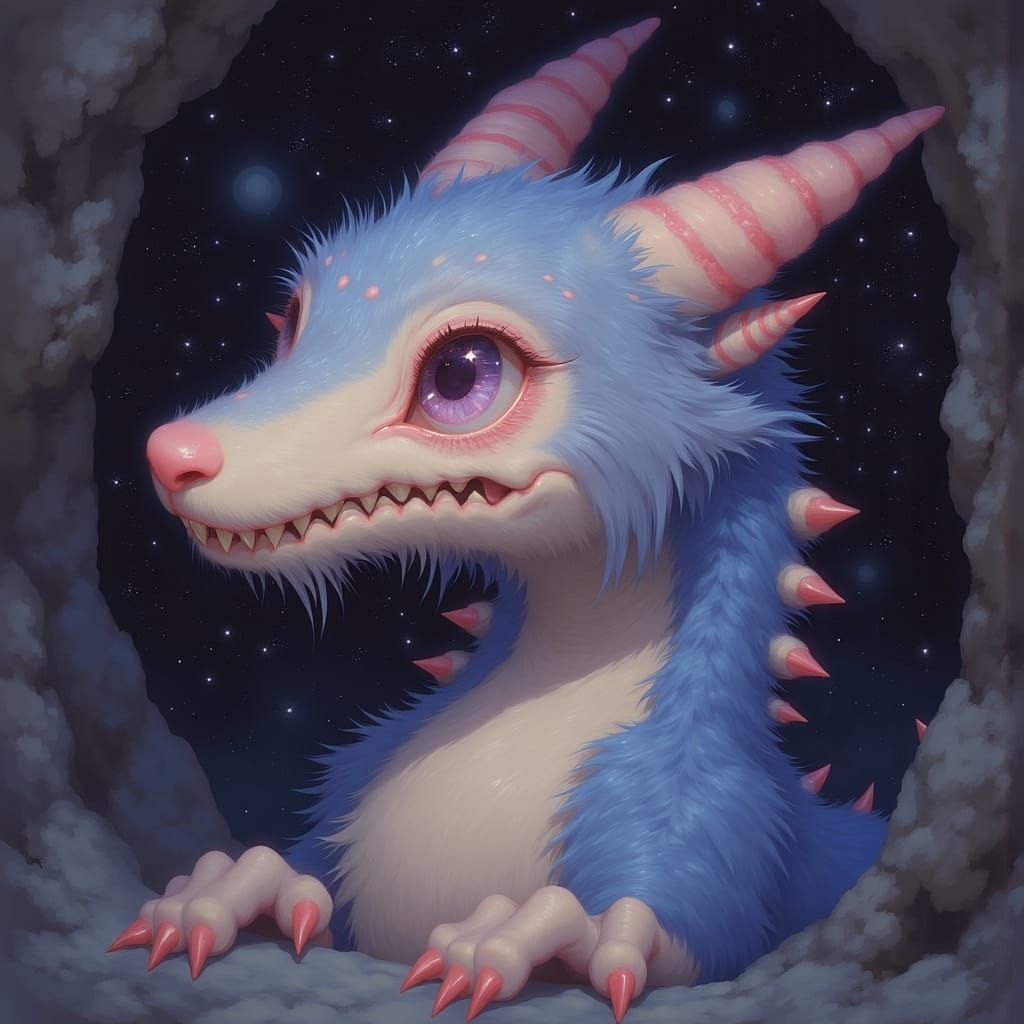 Surreal Dragon Portrait in Ethereal Fantasy Landscape