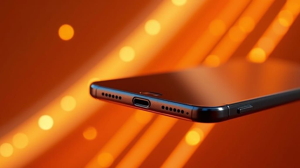 Macro Shot: Orange Phone Edge with Steel Frame