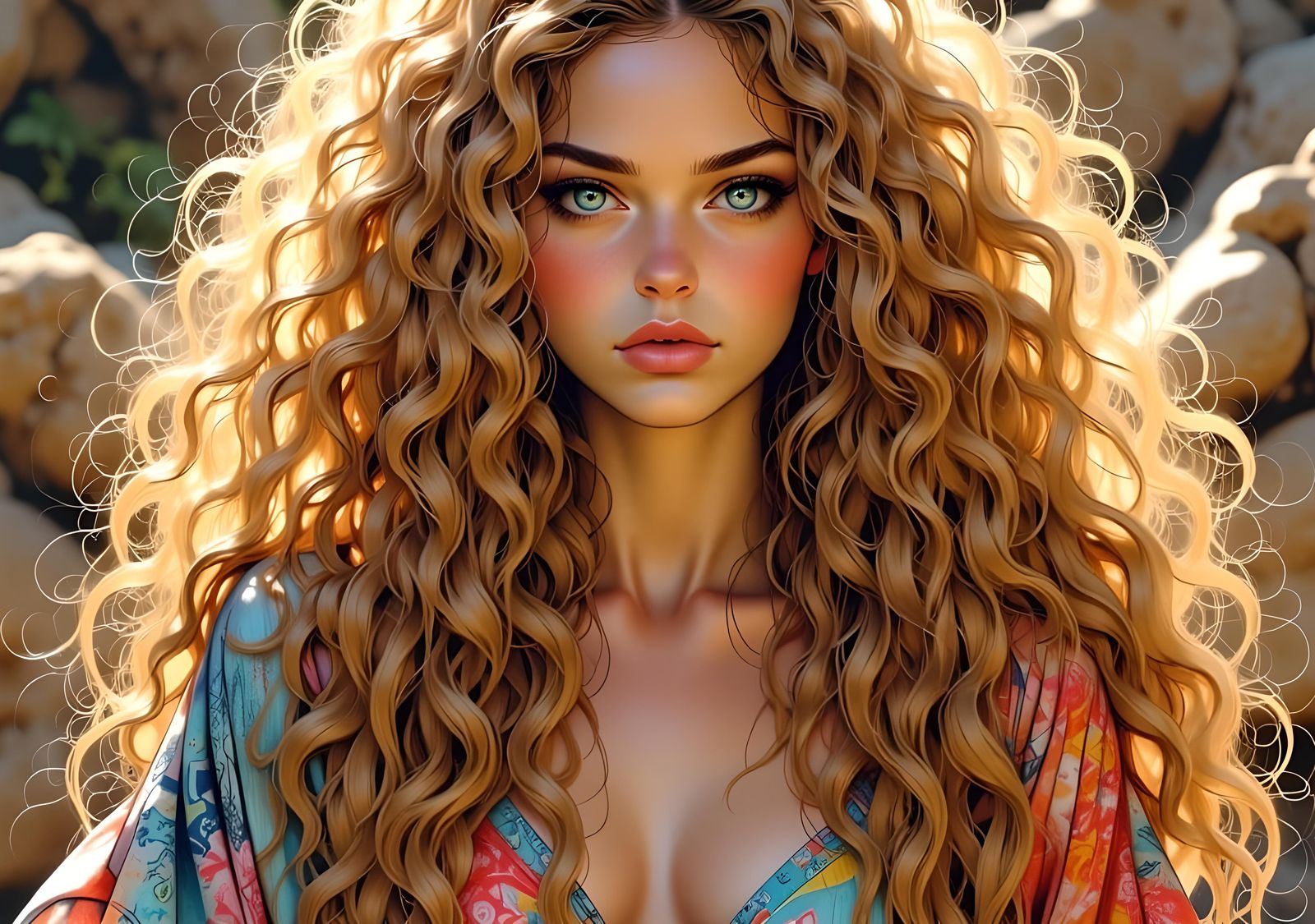 Hyperrealistic Albino Woman in Alcohol Ink Style