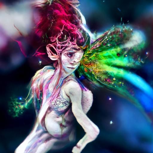Holographic Astral Fae Illustration in Mixed Media