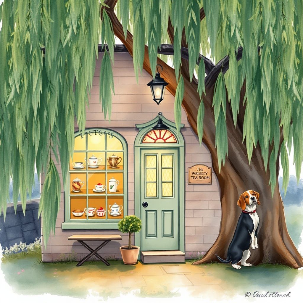 Whimsical Tea Room in Weeping Willow Tree