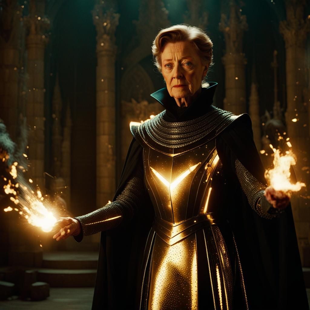 McGonagall Animates Armor in Cinematic Film Still